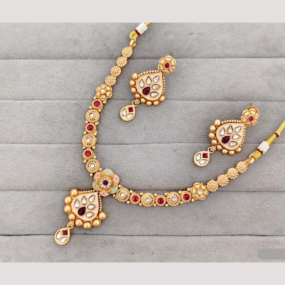 Rajwadi Collection Austrian Stone Gold Plated Necklace Set