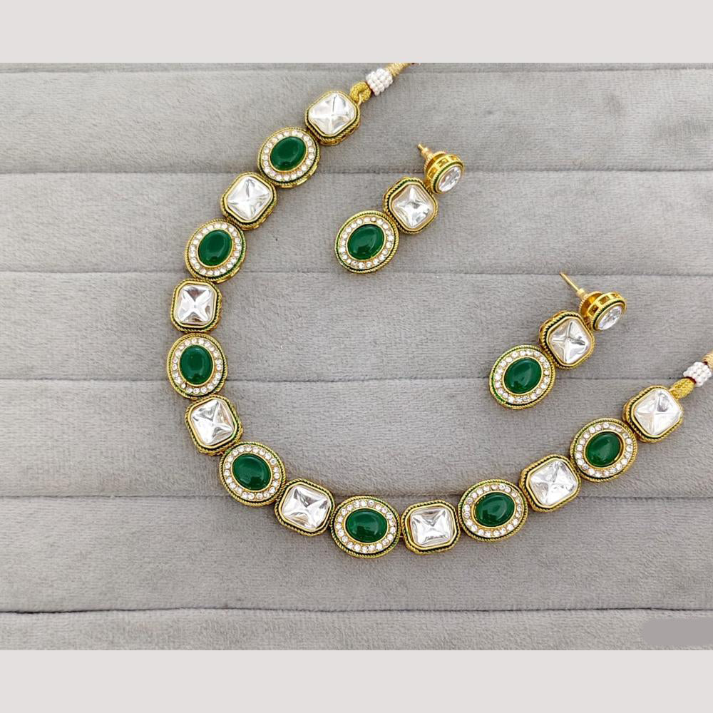 Rajwadi Collection Crystal Stone Gold Plated Necklace Set