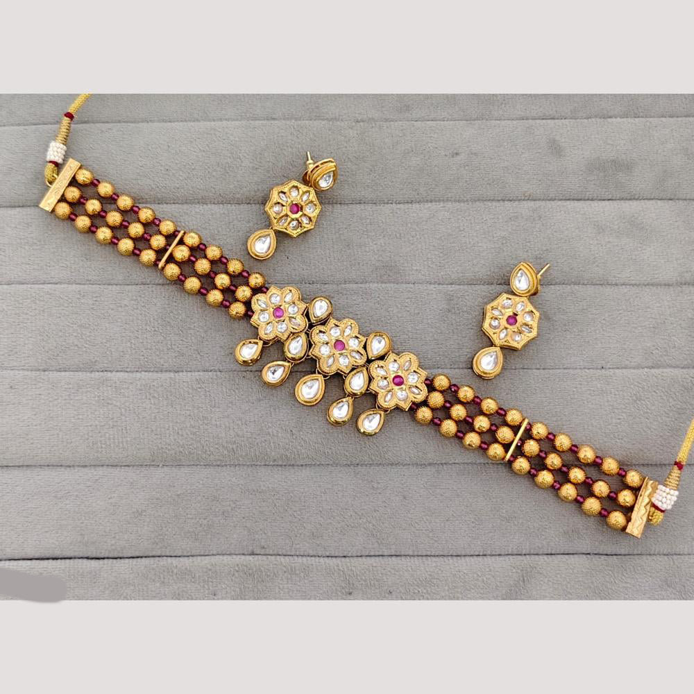 Rajwadi Collection Kundan And Austrian Stone Gold Plated Necklace Set