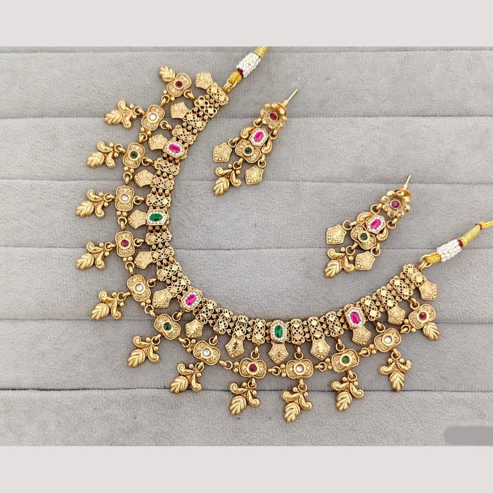 Rajwadi Collection Austrian Stone Gold Plated Necklace Set
