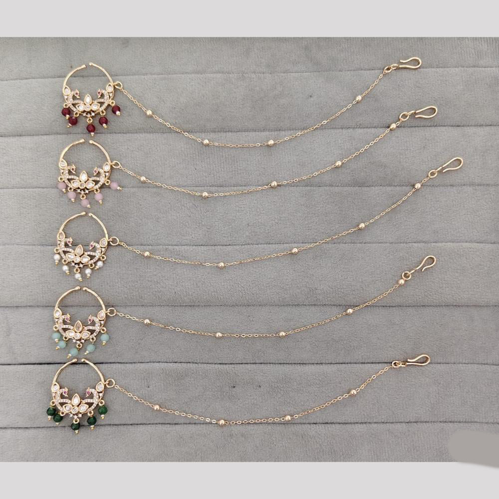 Rajwadi Collection Delicate Crystal Stone And Pearl Nose Ring