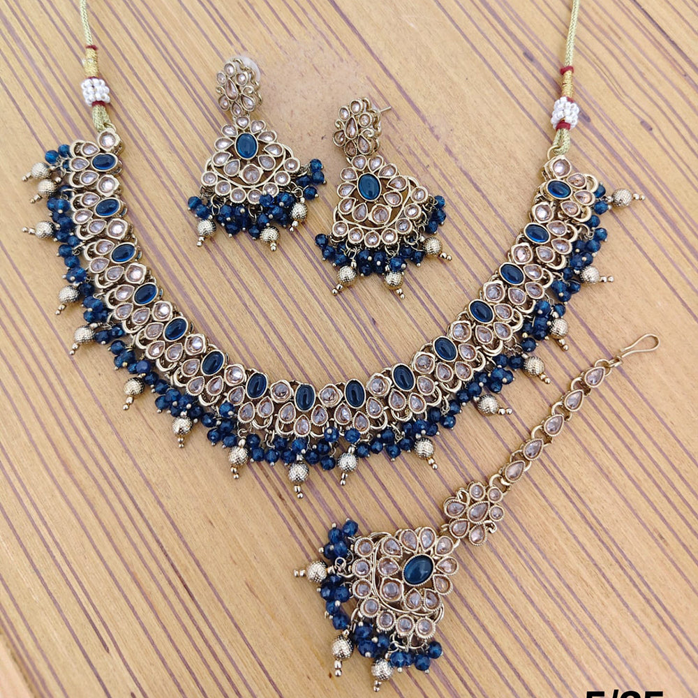 Rajwadi Collection Crystal Stone And Pearl Designer Necklace Set for Women