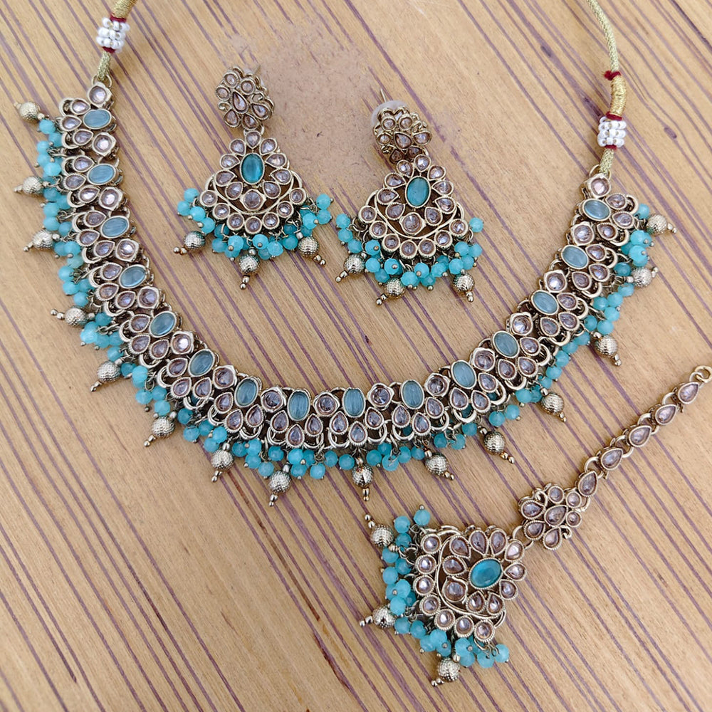 Rajwadi Collection Crystal Stone And Pearl Designer Necklace Set for Women