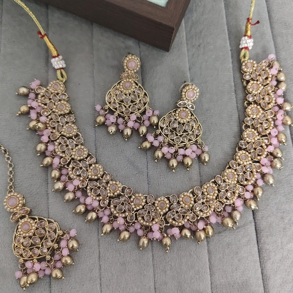 Rajwadi Collection Crystal Stone And Pearl Designer Necklace Set for Women