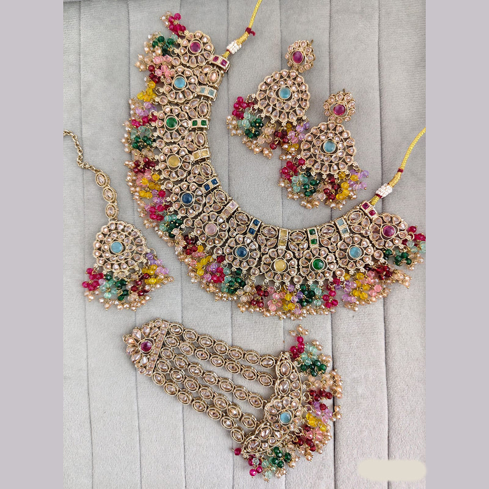 Rajwadi Collection Crystal Stone And Pearl Designer Necklace Set for Women