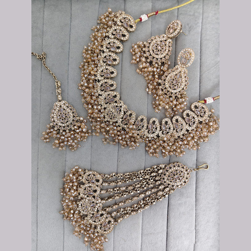 Rajwadi Collection Crystal Stone And Pearl Designer Necklace Set for Women