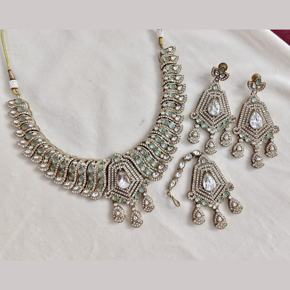 Rajwadi Collection Elegant Polki Kundan Stone Necklace Set