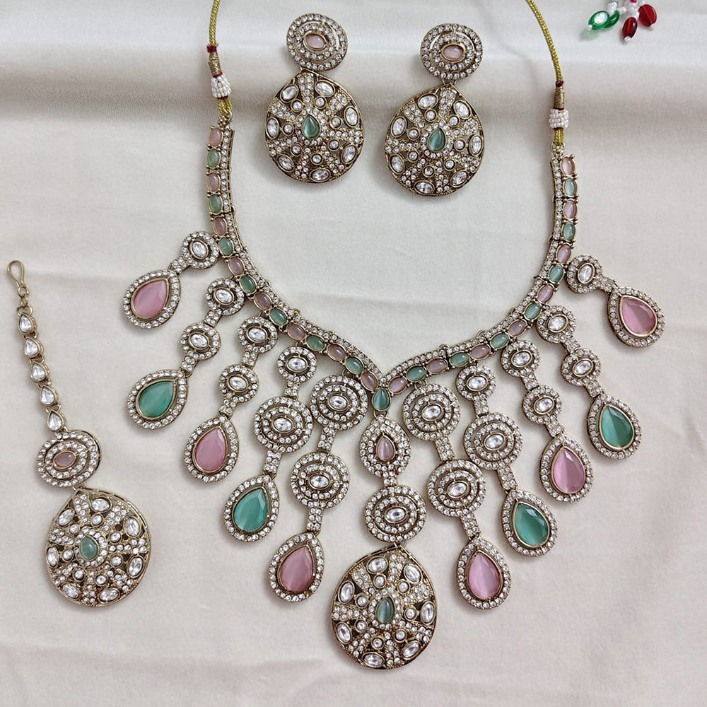Rajwadi Collection Elegant Polki Kundan Stone Necklace Set
