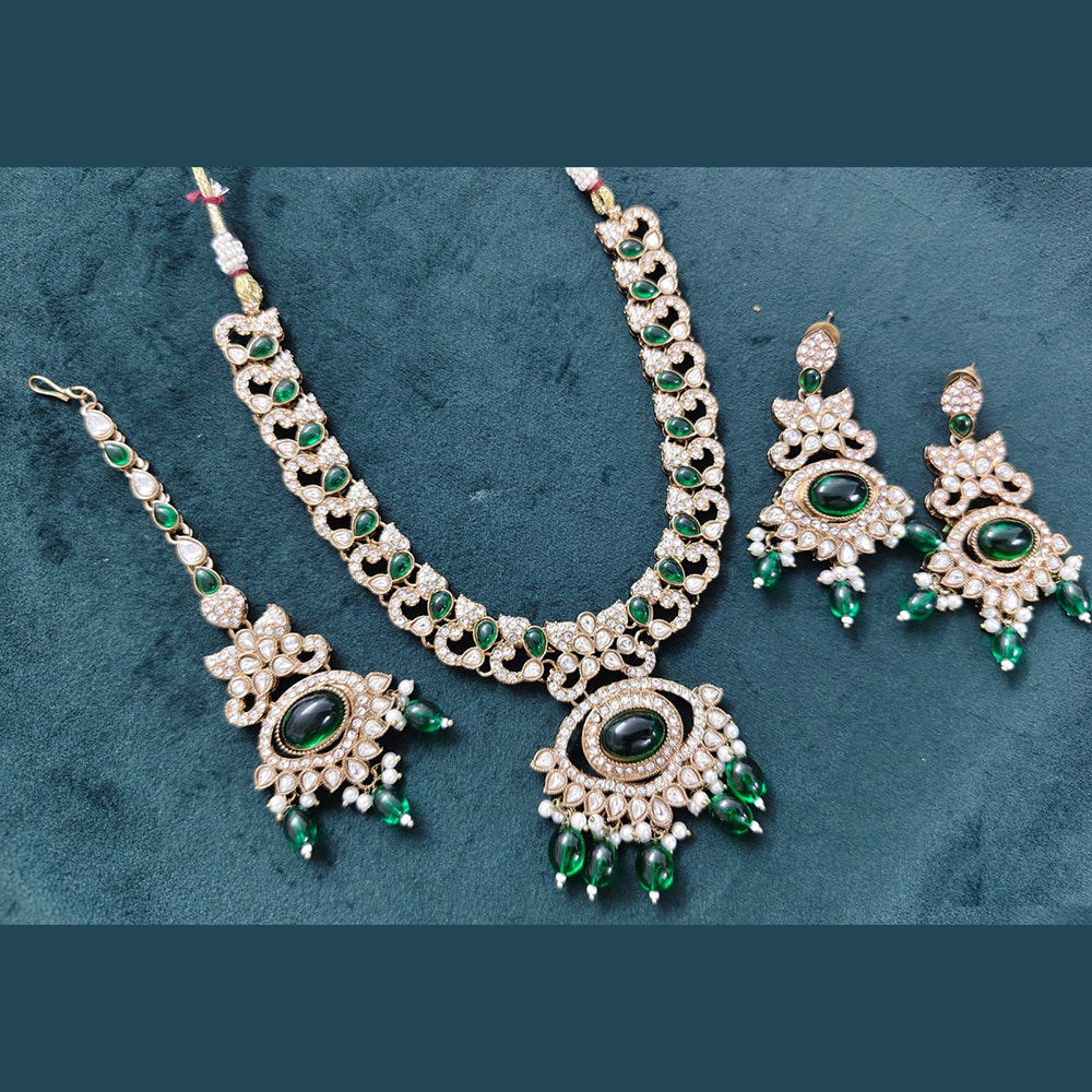 Rajwadi Collection Elegant Pota Stone Pearl And Beads Necklace Set