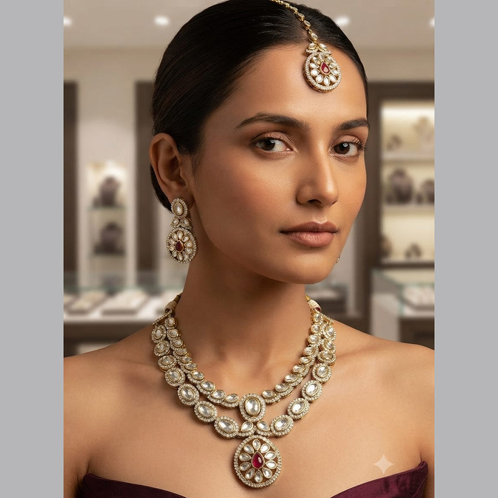 Rajwadi Collection Designer Polki Kundan Necklace Set