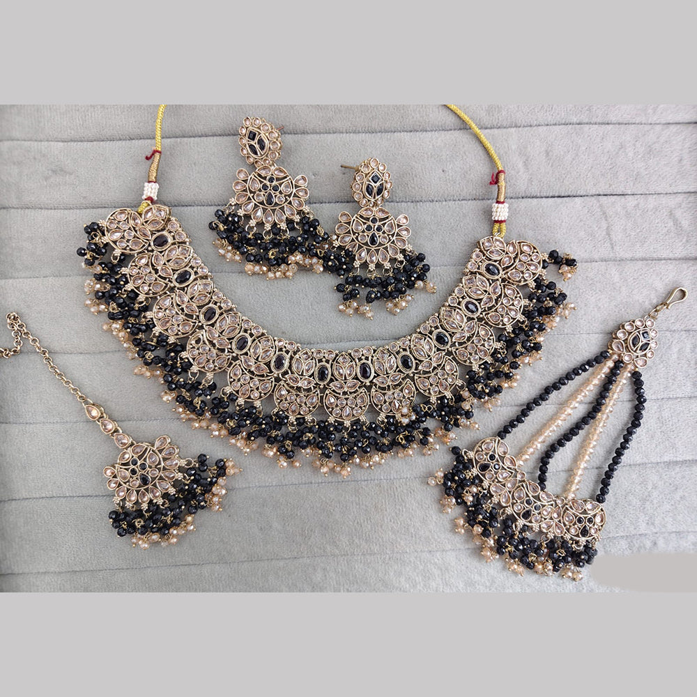 Rajwadi Collection Luxury Crystal Stone And Pearl Necklace Set