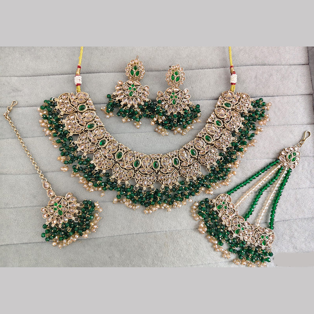 Rajwadi Collection Luxury Crystal Stone And Pearl Necklace Set