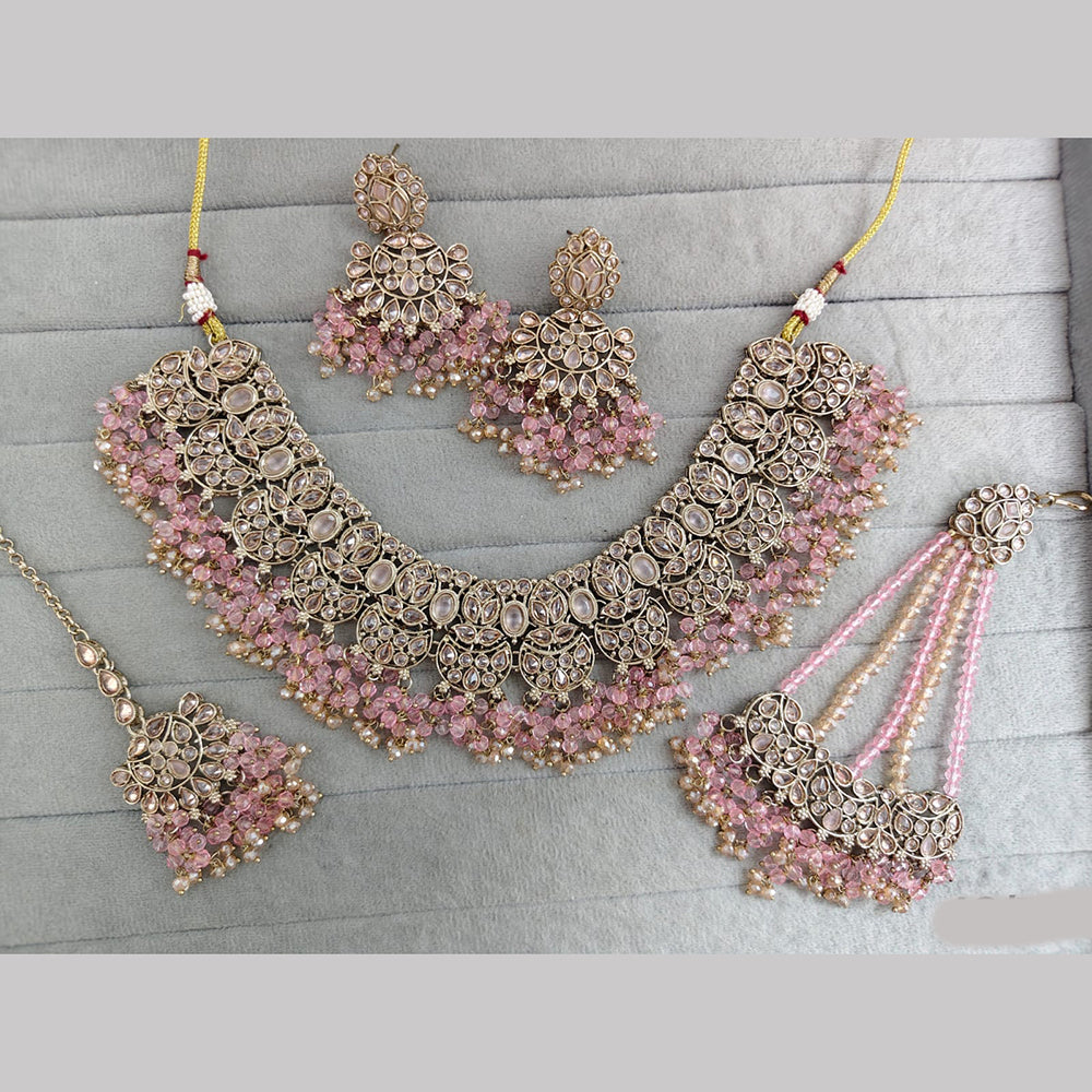 Rajwadi Collection Luxury Crystal Stone And Pearl Necklace Set