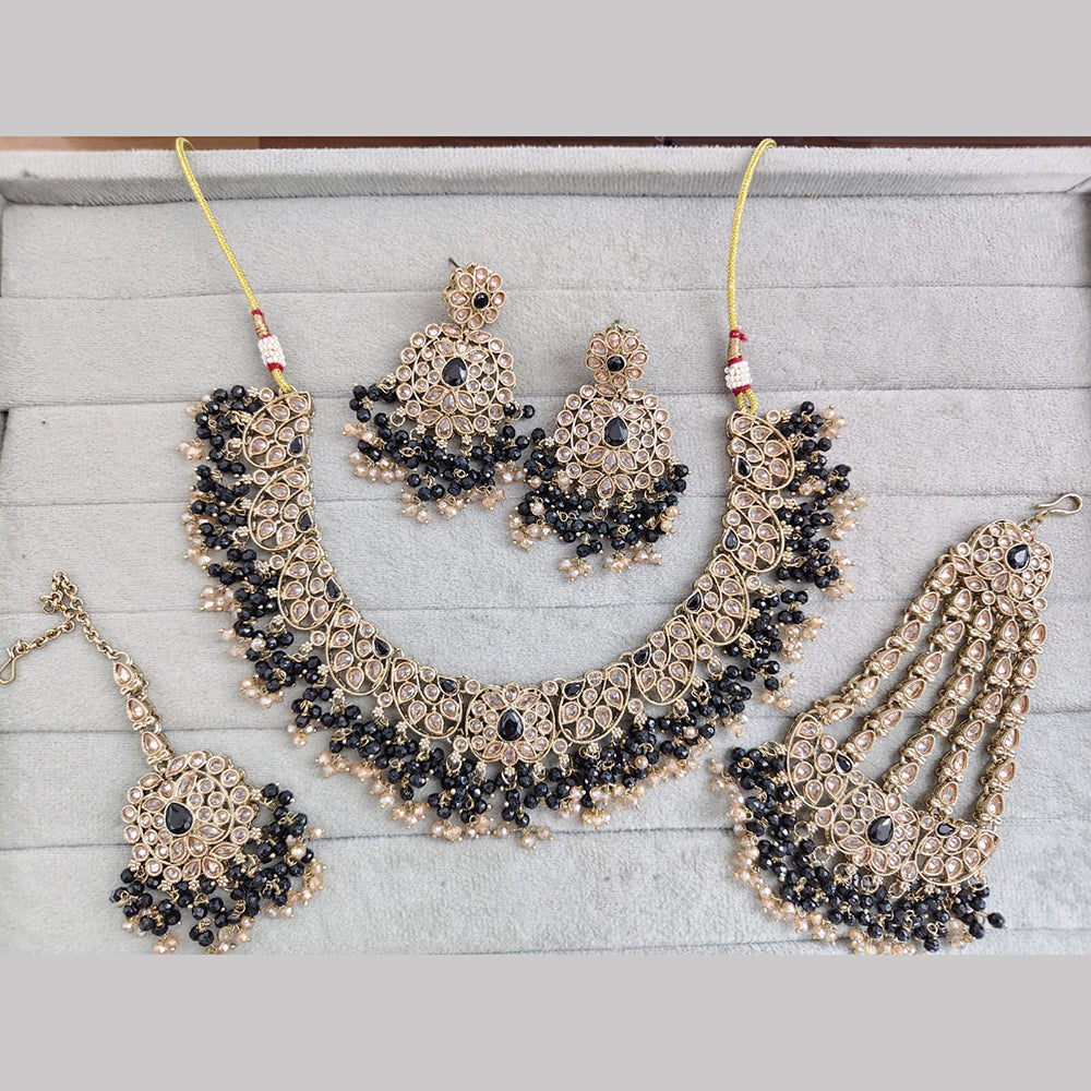 Rajwadi Collection Luxury Crystal Stone And Pearl Necklace Set