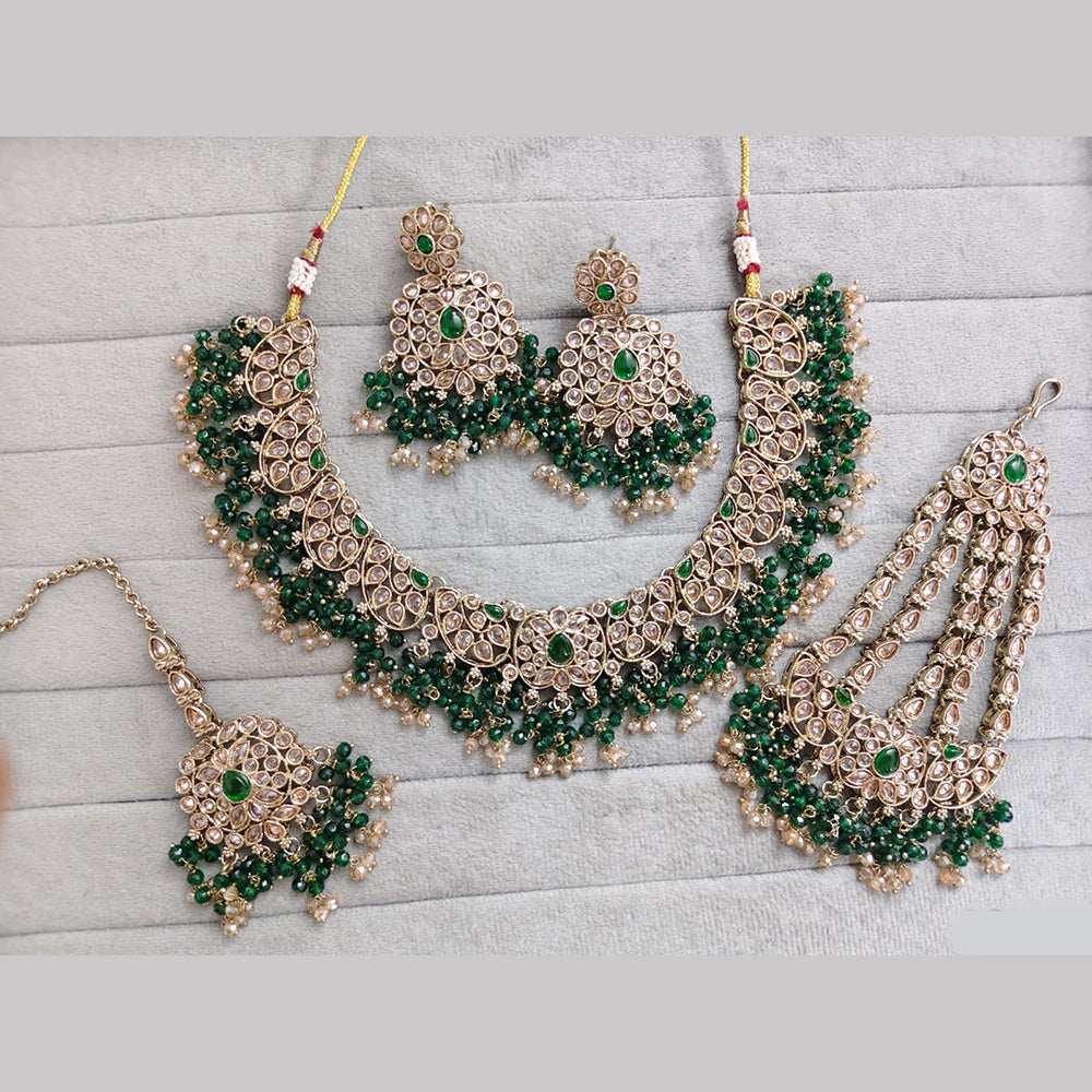 Rajwadi Collection Luxury Crystal Stone And Pearl Necklace Set