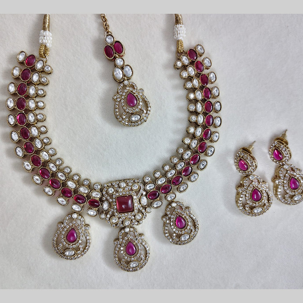 Rajwadi Collection Designer Pota Stone And Austrian Stone Necklace Set