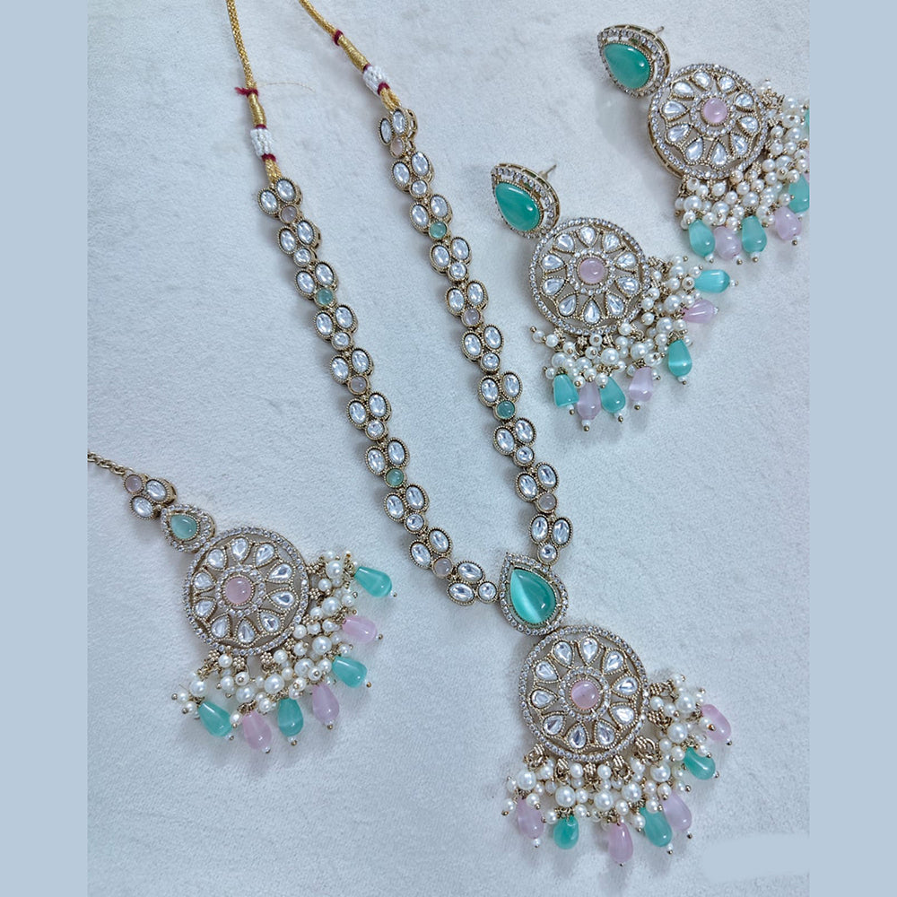 Rajwadi Collection Designer Pota Stone And Austrian Stone Beads Necklace Set
