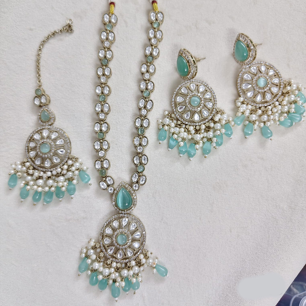 Rajwadi Collection Designer Pota Stone And Austrian Stone Beads Necklace Set