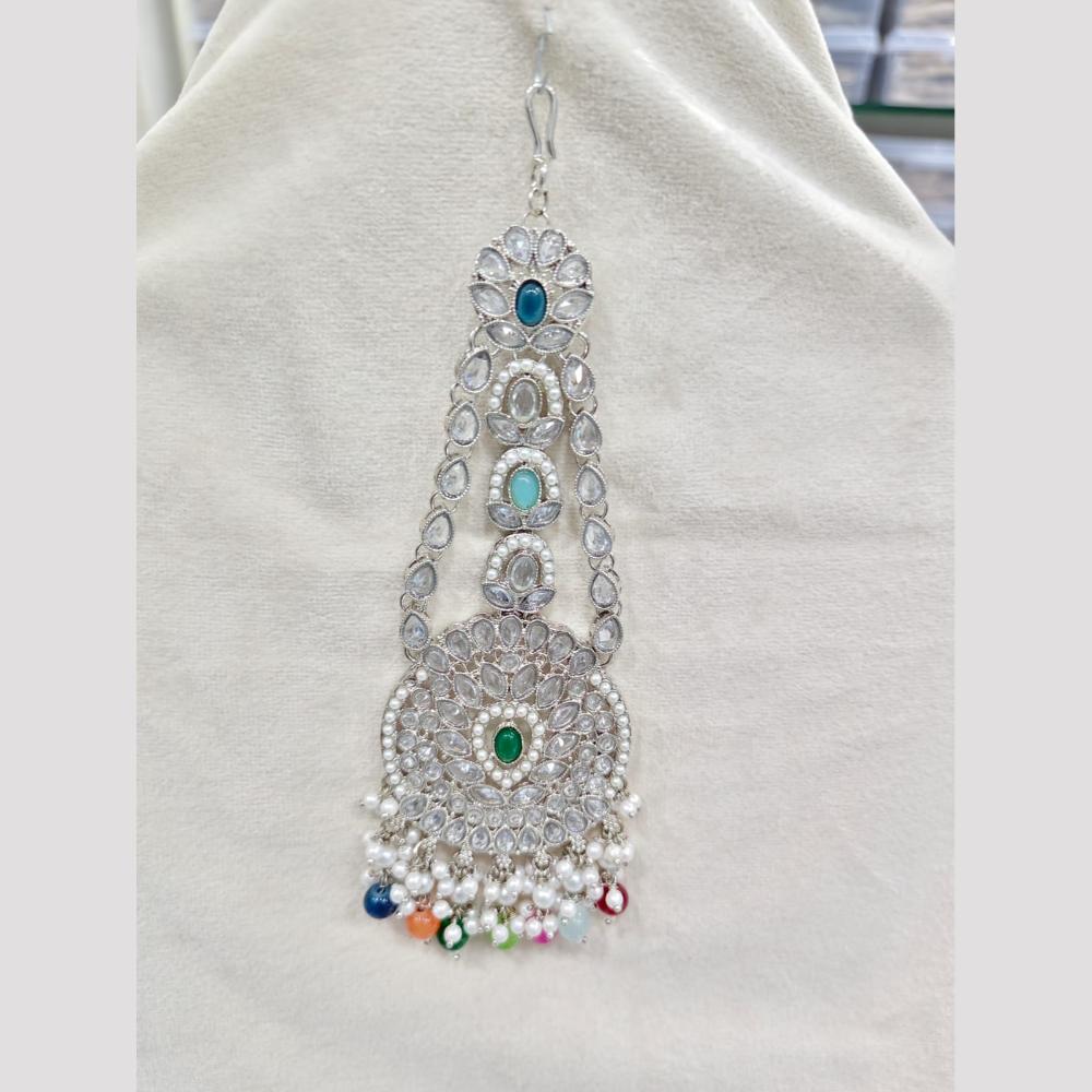 Rajwadi Collection Designer Crystal Stone And Pearl Bridal Passa for Women