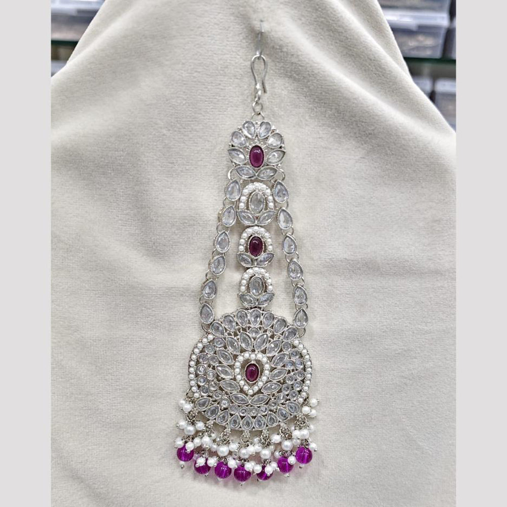 Rajwadi Collection Designer Crystal Stone And Pearl Bridal Passa for Women