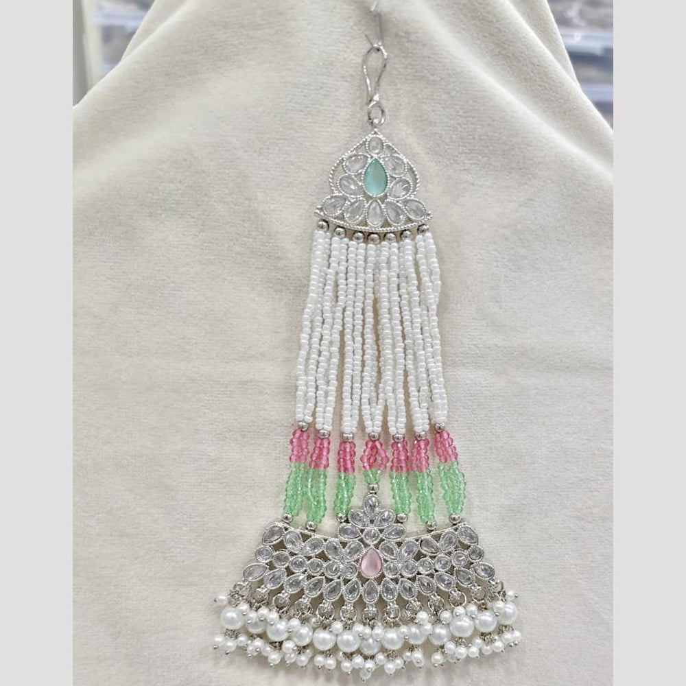 Rajwadi Collection Designer Crystal Stone And Pearl Bridal Passa for Women