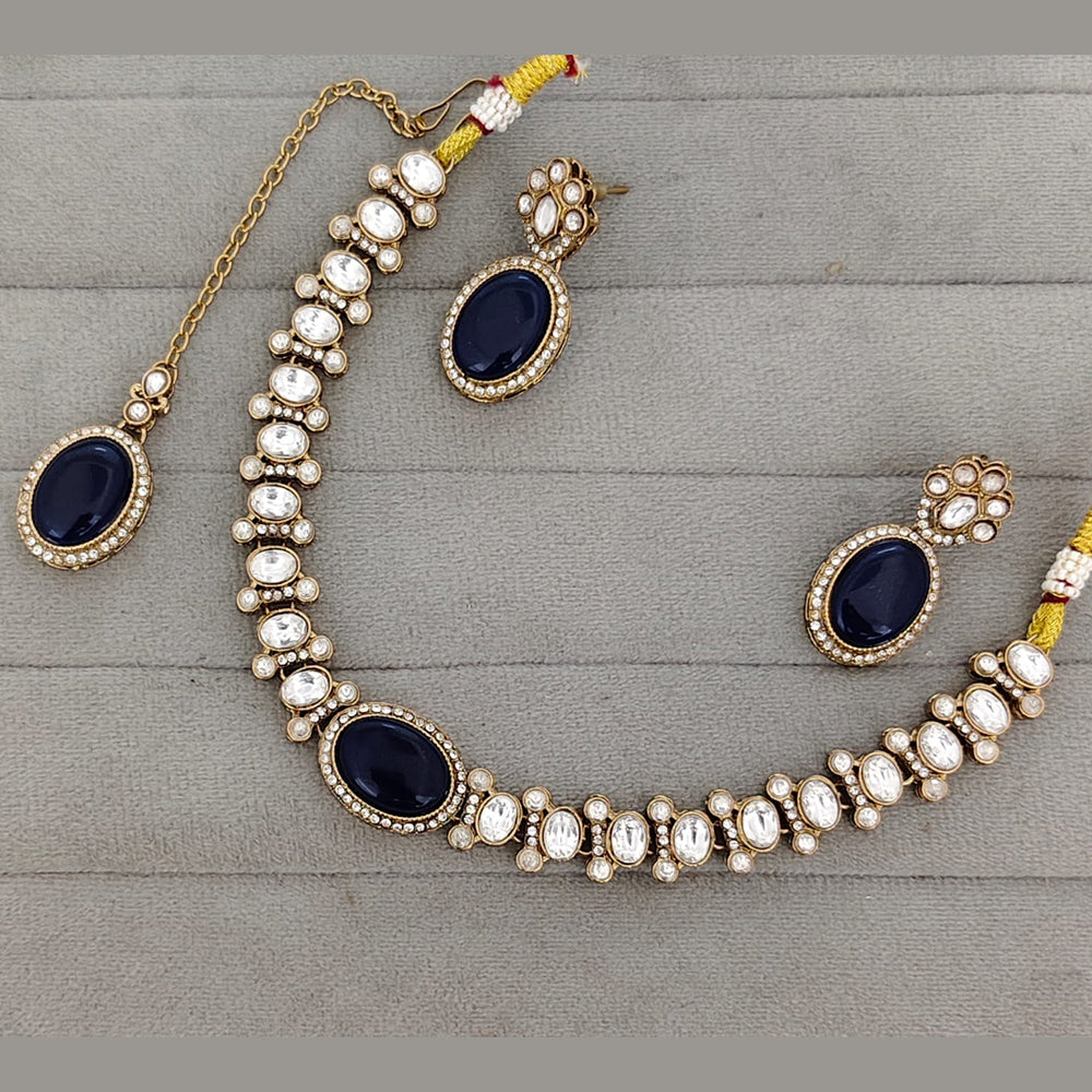 Rajwadi Collection Premium Pota Stone Necklace Set