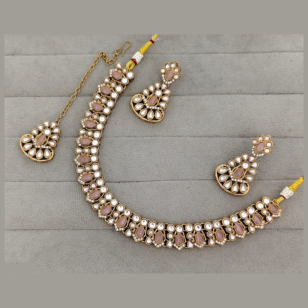 Rajwadi Collection Premium Pota Stone Necklace Set