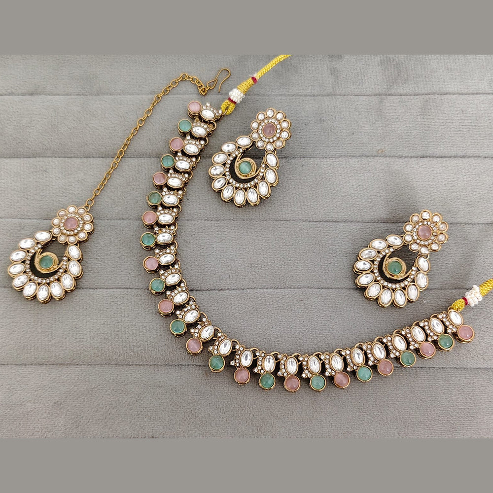 Rajwadi Collection Premium Pota Stone Necklace Set