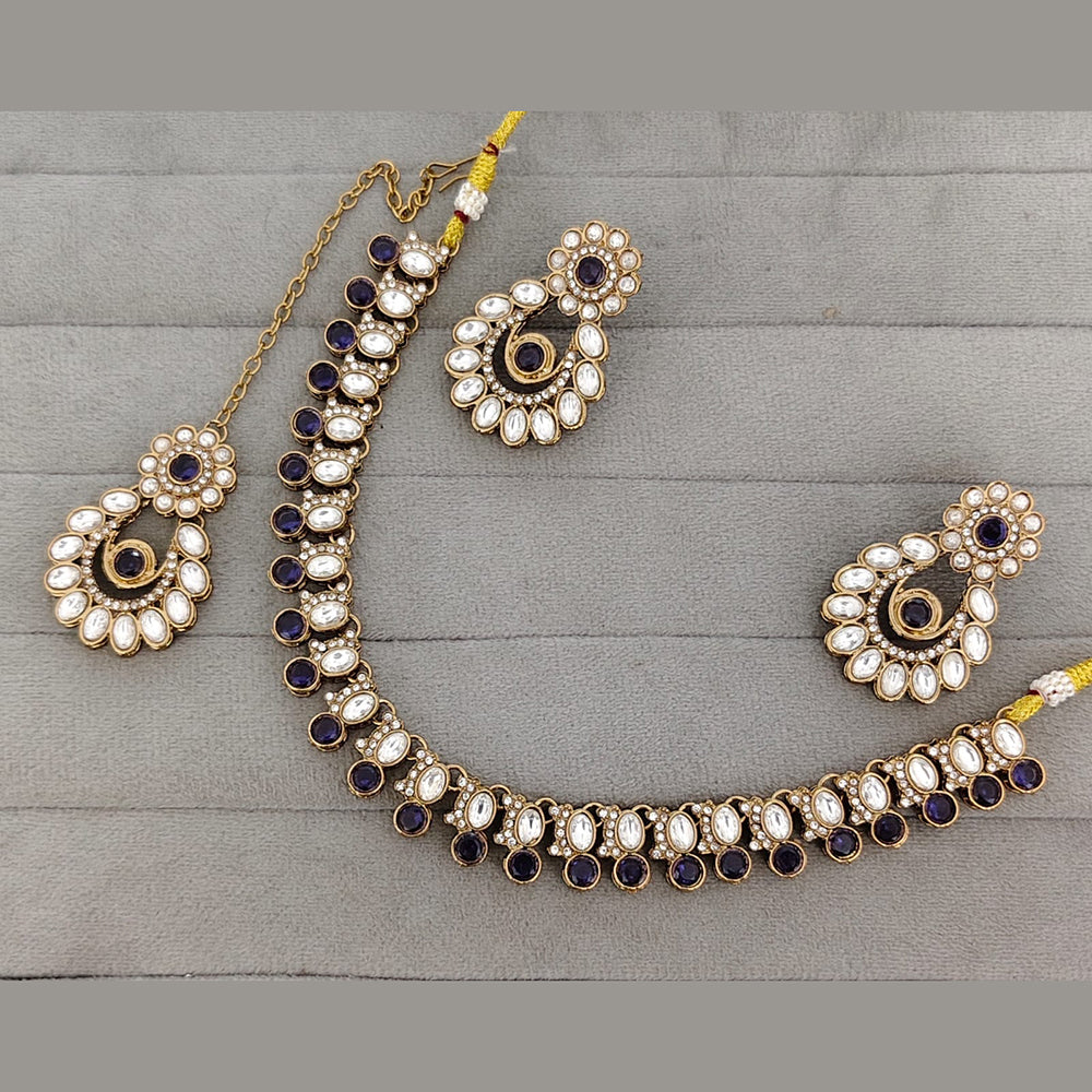 Rajwadi Collection Premium Pota Stone Necklace Set