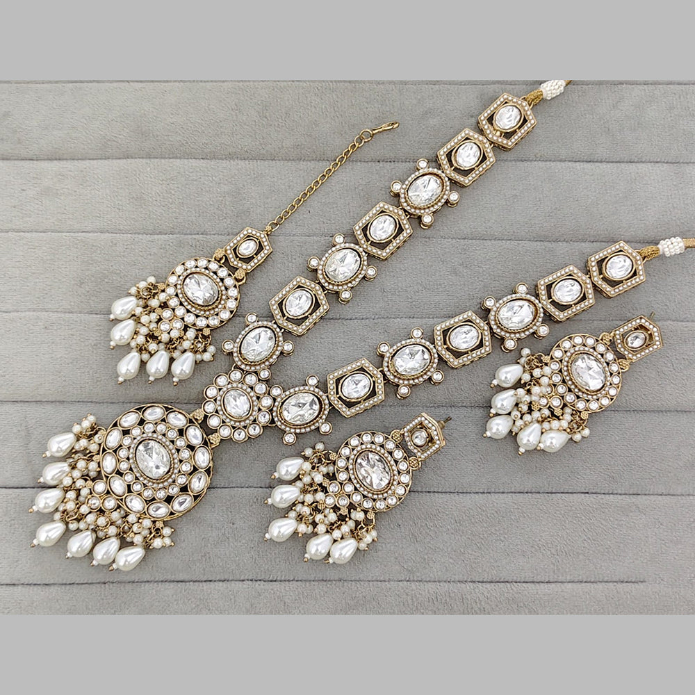 Rajwadi Collection Designer Pota Stone And Austrian Stone Beads Necklace Set