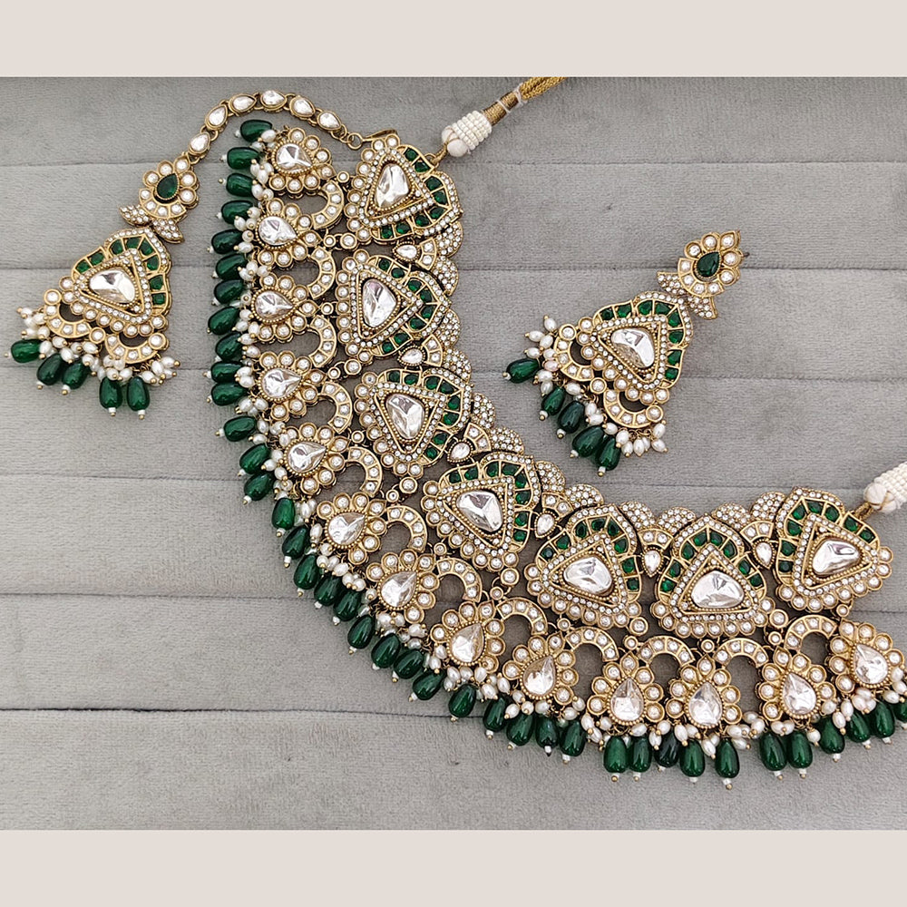 Rajwadi Collection Designer Pota Stone And Austrian Stone Beads Necklace Set
