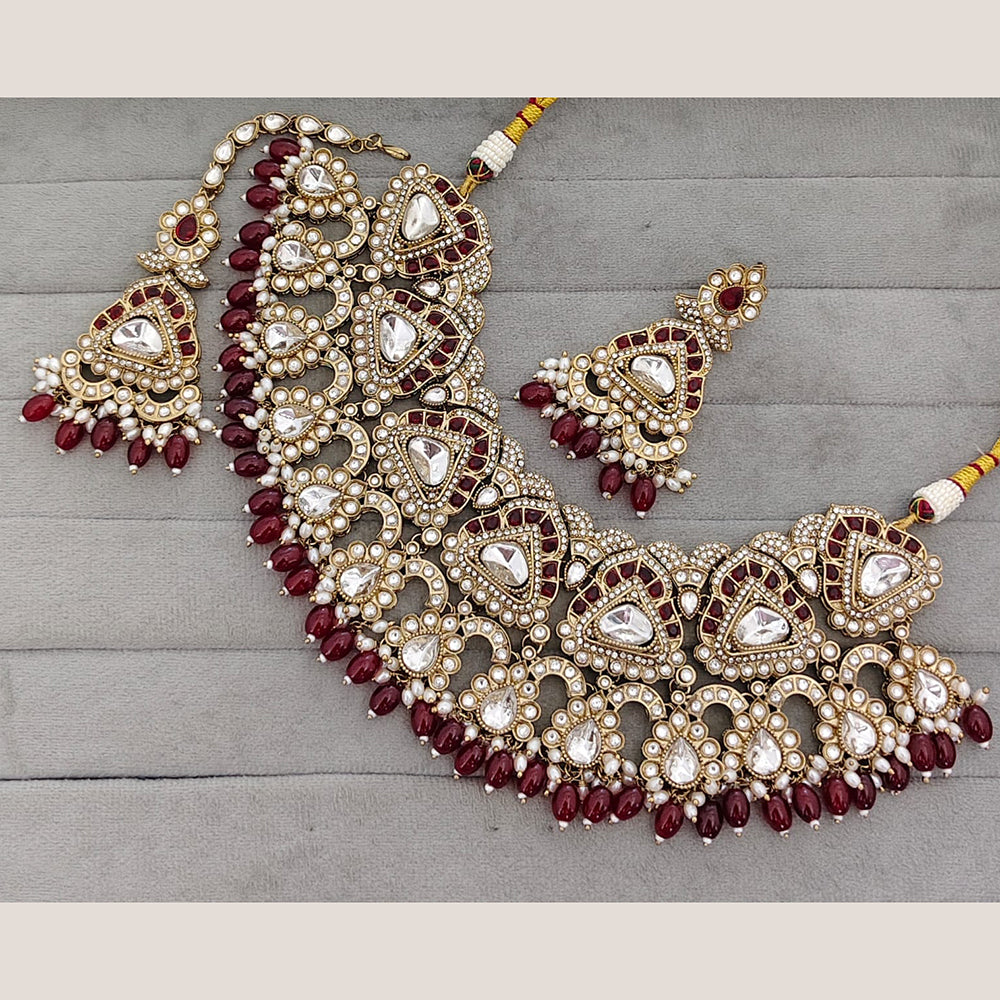 Rajwadi Collection Designer Pota Stone And Austrian Stone Beads Necklace Set