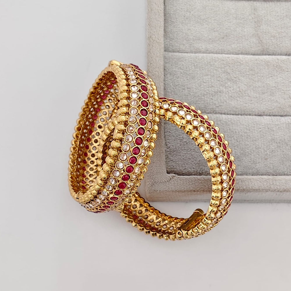 Rajwadi Collection Premium Pota Stone Openable Bangles Set