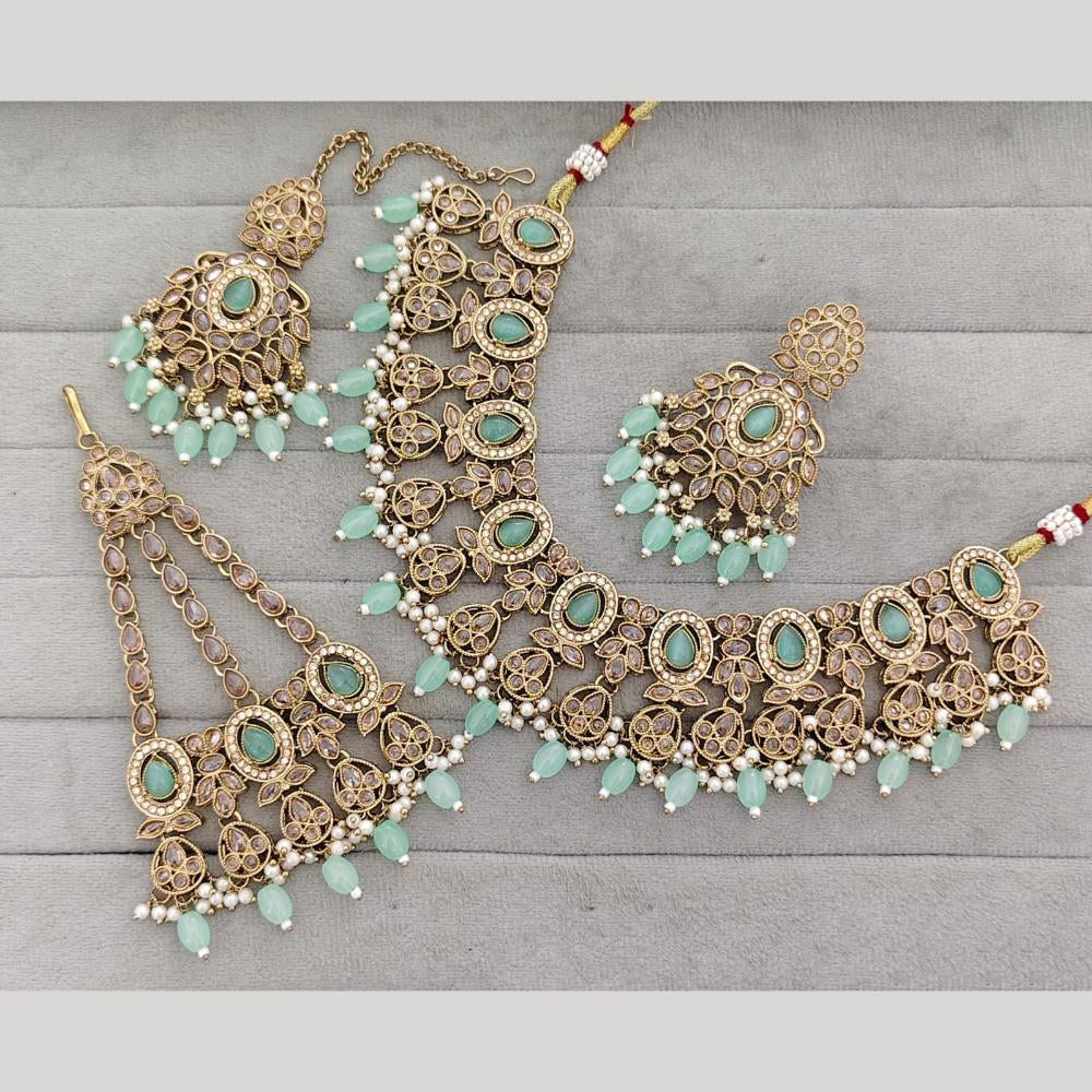 Rajwadi Collection Luxury Crystal Stone And Pearl Designer Necklace Set