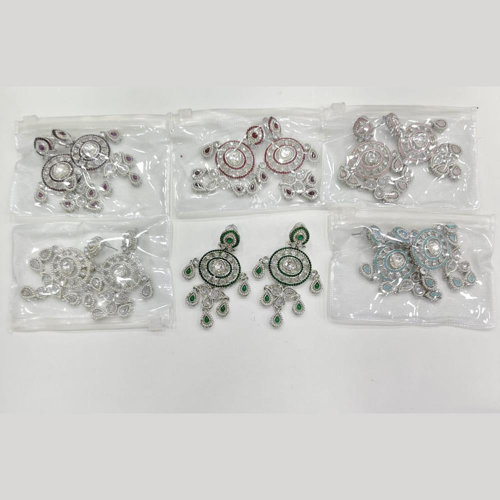 Rajwadi Collection Elegant Crystal Stone And Pearl Dangler Earrings