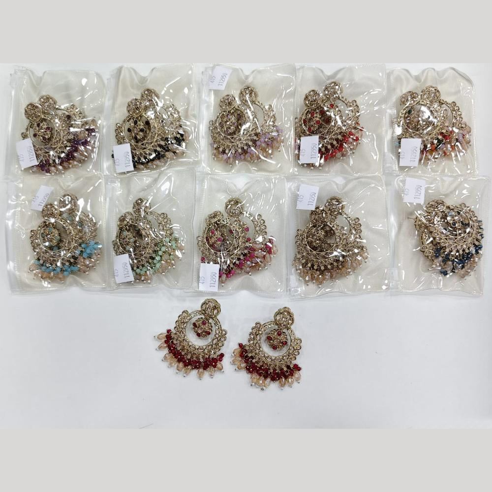 Rajwadi Collection Elegant Crystal Stone And Pearl Dangler Earrings