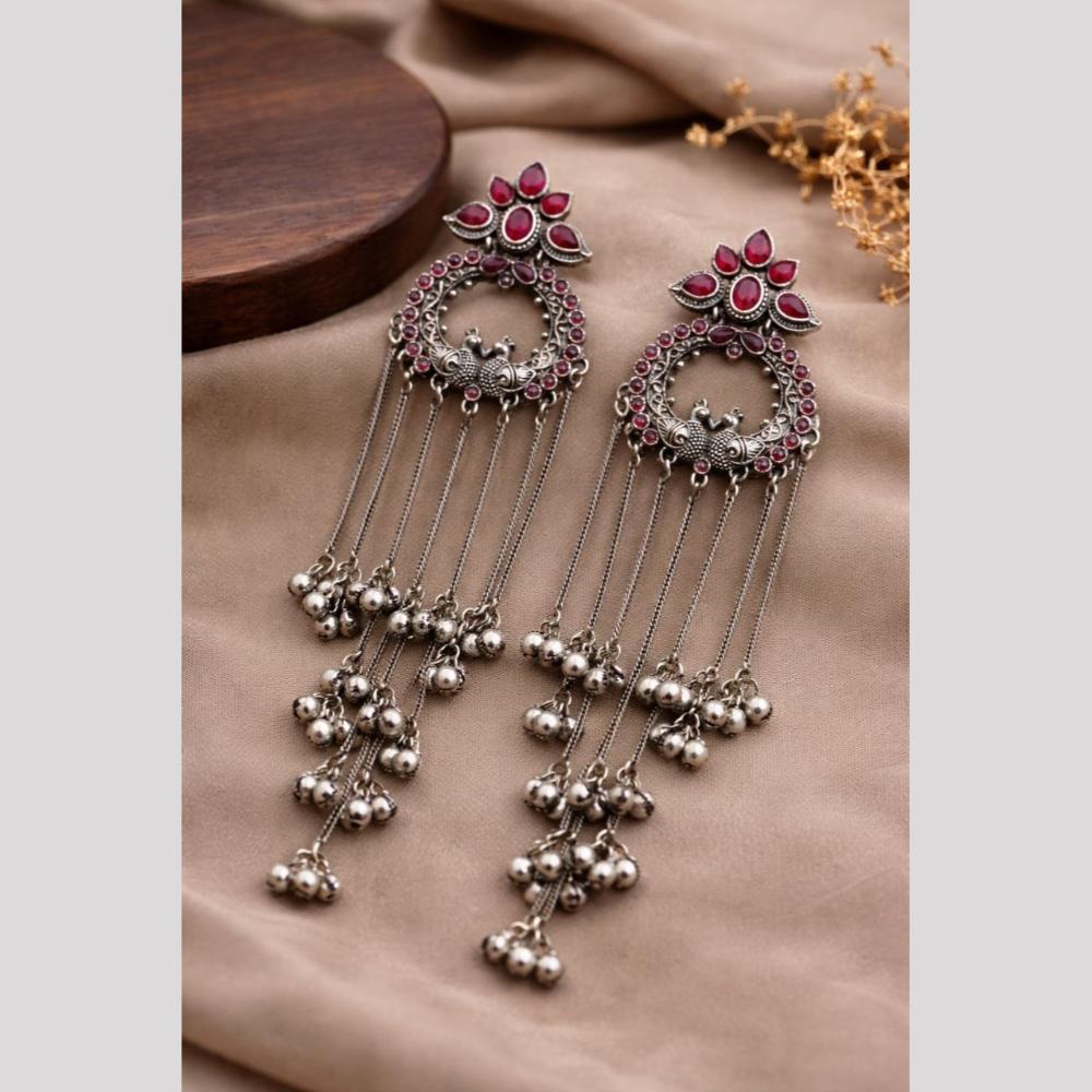 Maharani Jewels Elegance Pota Stone And Ghungroo Khasmiri Dangler Earrings