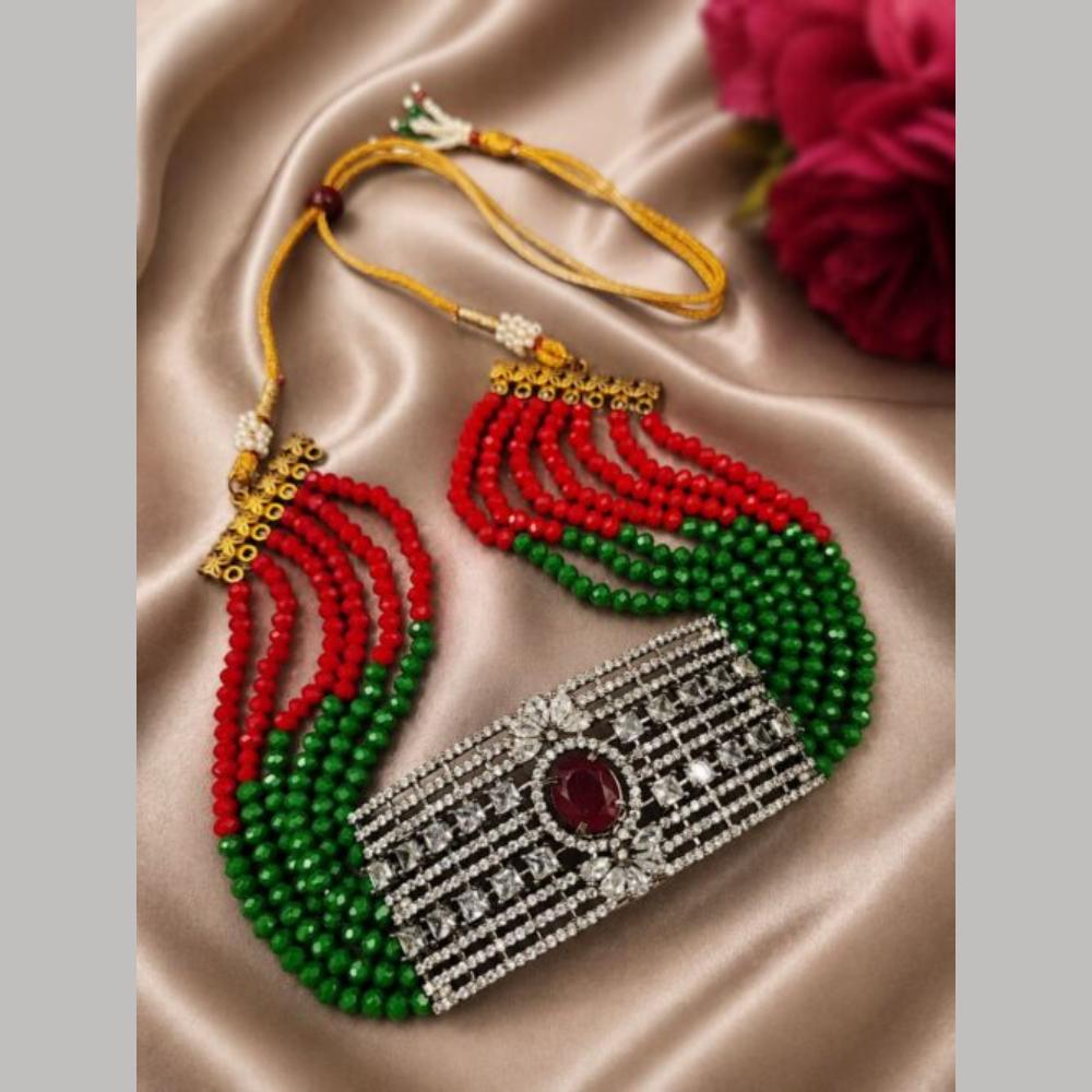 Maharani Jewels Royal Crystal Stone And Pearl Choker Necklace Set
