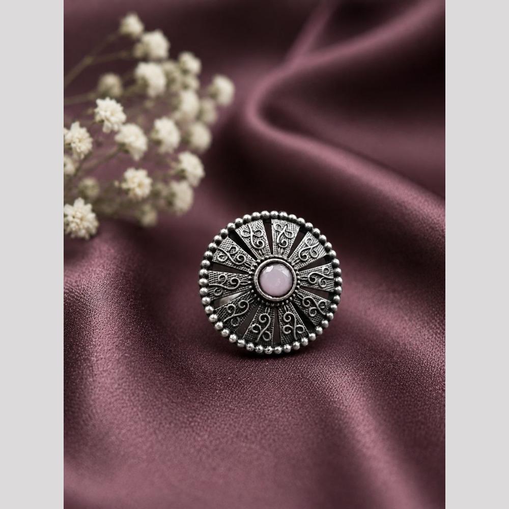 Maharani Jewels Oxidised Pota Stone Statement Ring