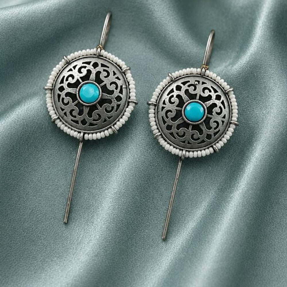 Maharani jewels Enthic Glow Oxidised Plated Pota Stone And Pearl Earcuff Earrings