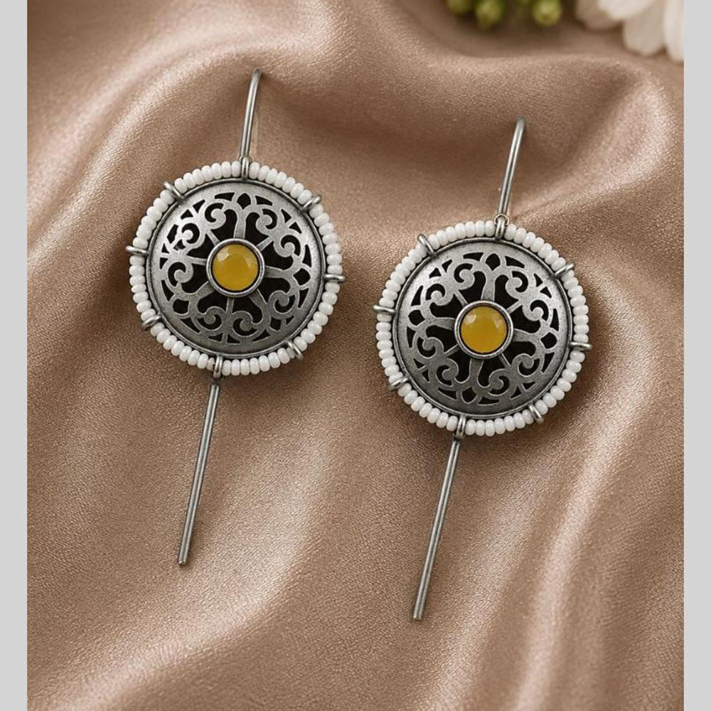 Maharani jewels Enthic Glow Oxidised Plated Pota Stone And Pearl Earcuff Earrings