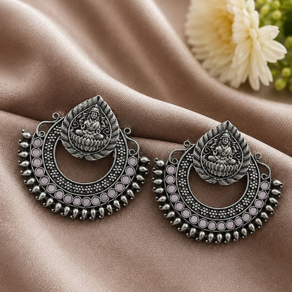 Maharani Jewels Temple Inspired Oxidised Plated Pota Stone Dangler Earrings
