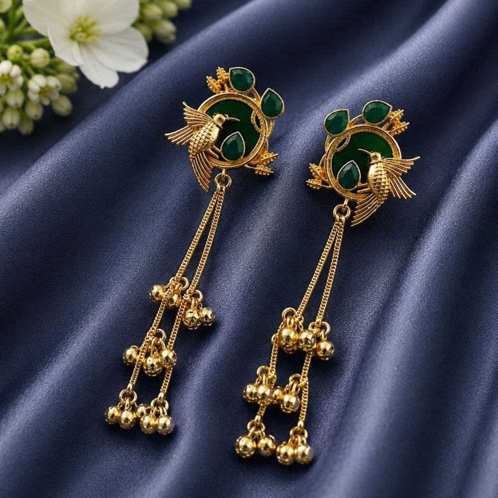 Maharani Jewels Regal Pota Stone And Pearl Ethnic Kashmiri Dangler Earrings