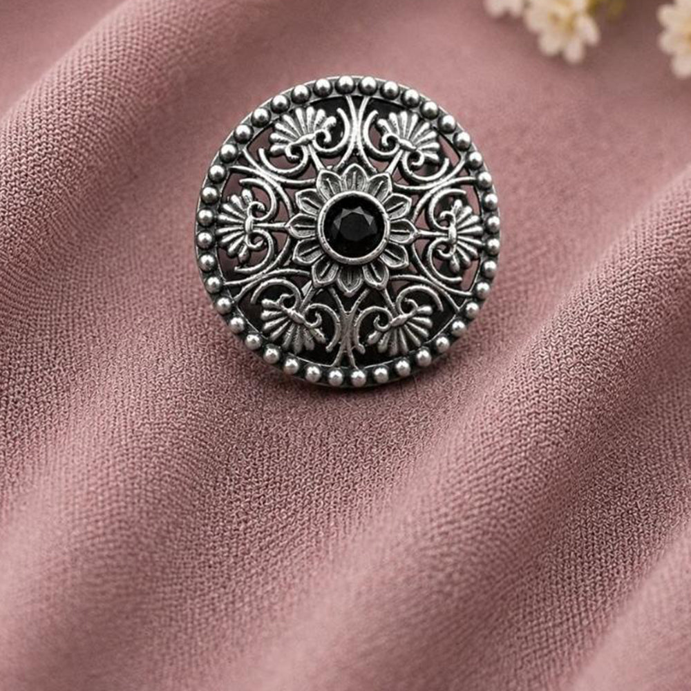 Maharani Jewels Oxidised Pota Stone Statement Ring