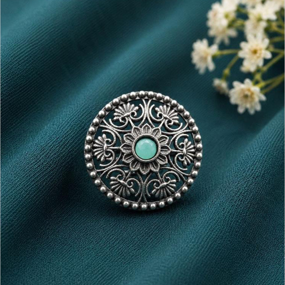 Maharani Jewels Oxidised Pota Stone Statement Ring