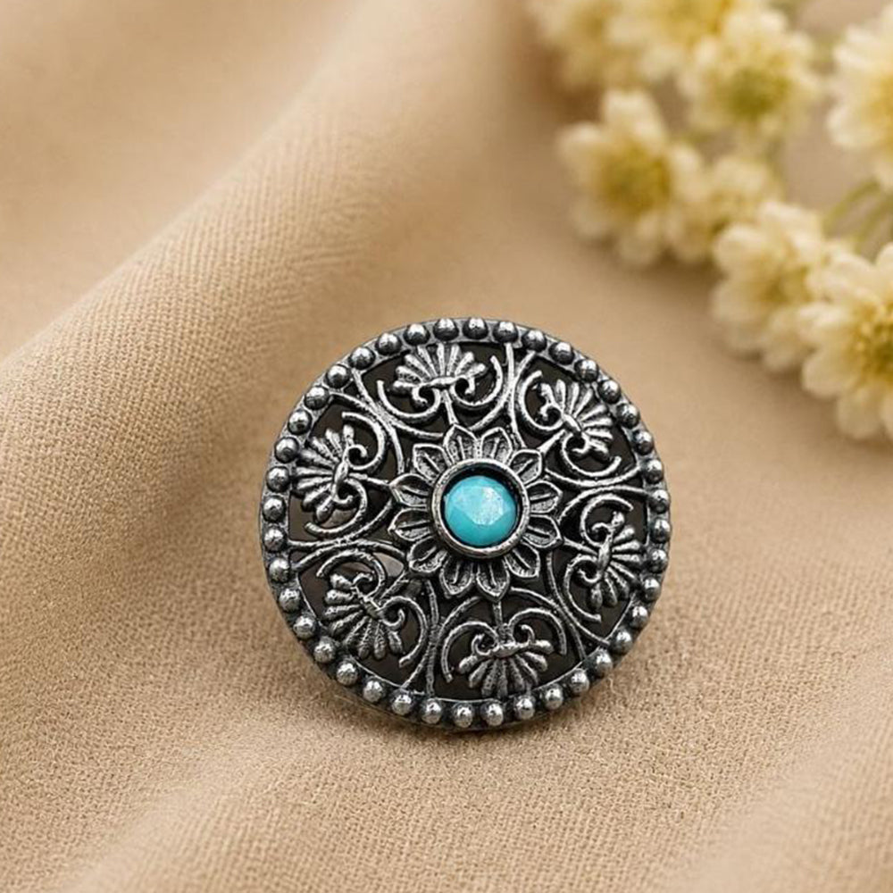 Maharani Jewels Oxidised Pota Stone Statement Ring
