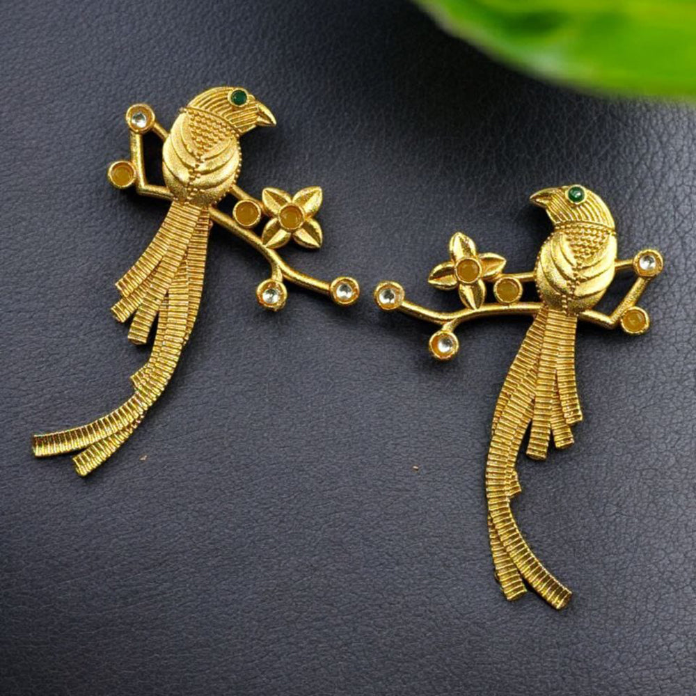 Maharani Jewels Peacock Bird Design Floral Dangler Earrings for Women