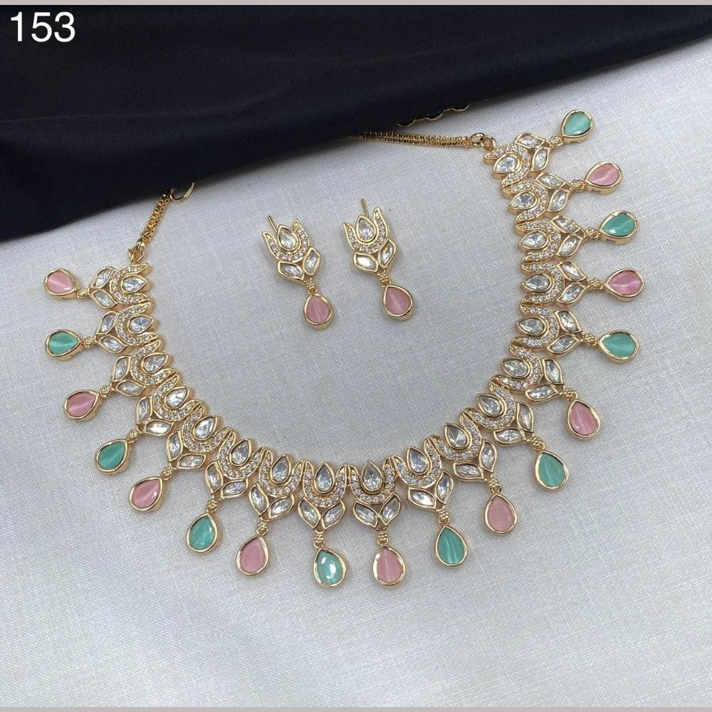 Royal Kundan Jewellery Gold Plated Polki Kundan Stone Necklace Set