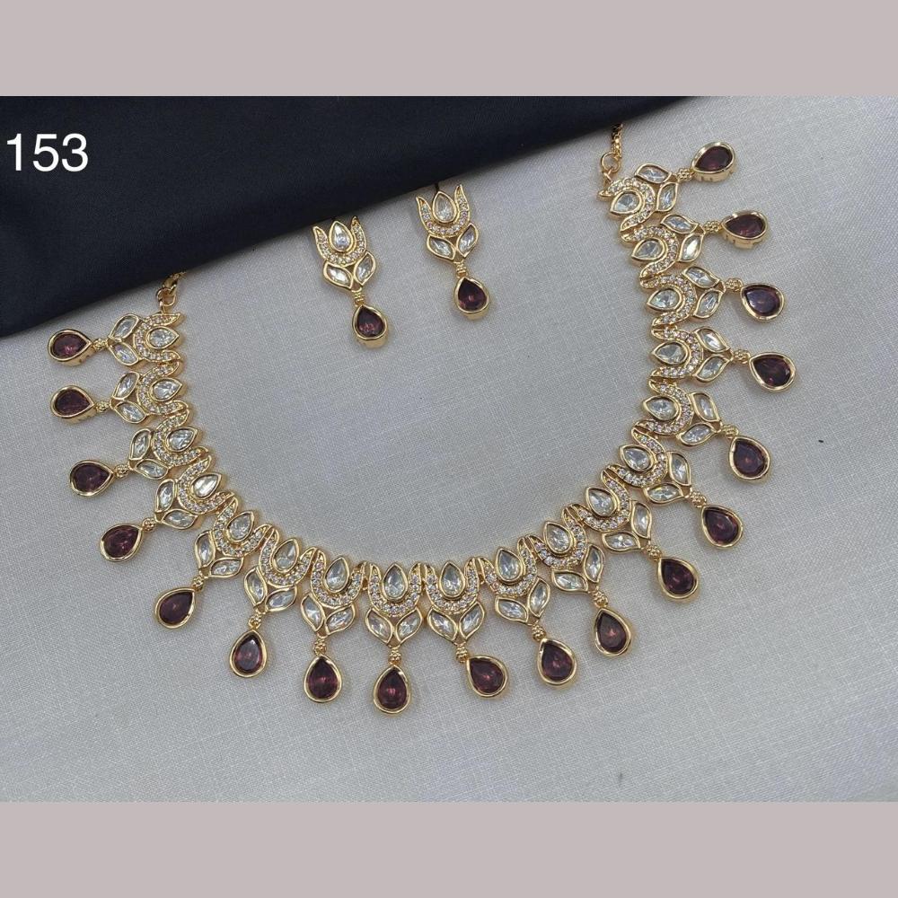 Royal Kundan Jewellery Gold Plated Polki Kundan Stone Necklace Set