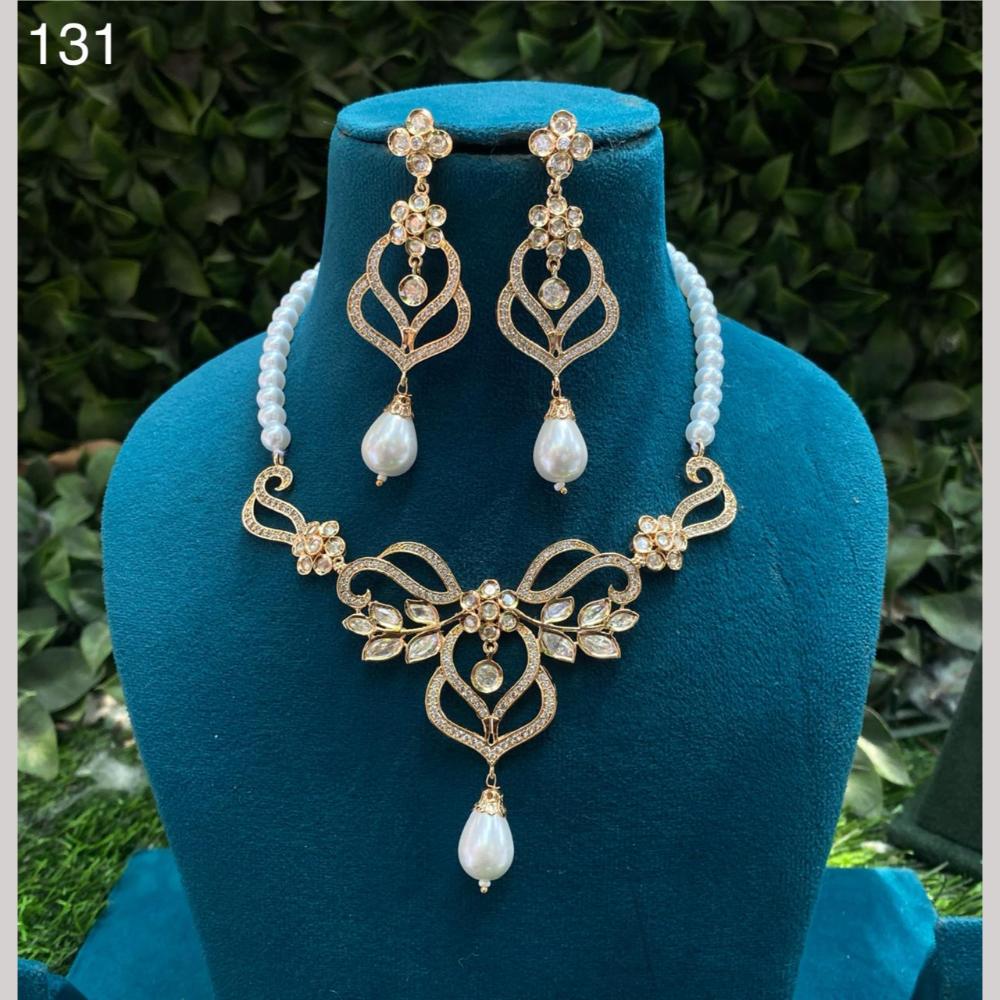 Royal Kundan Jewellery Gold Plated Polki Kundan Stone And Beads Necklace Set